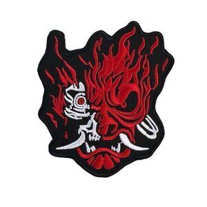 Japanese Samurai Oni Dmeon Flame Cyberpunk Iron On Embroidered Patch
